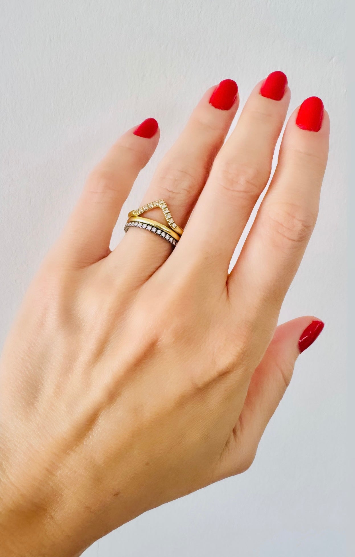 Gold Stackable Three Rings Set